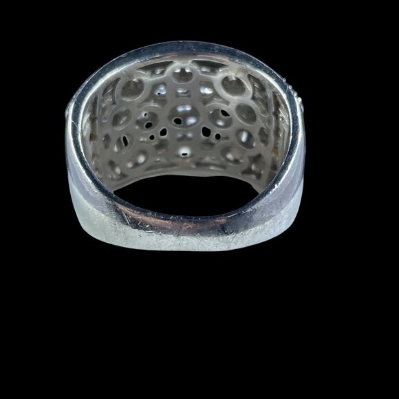 925 Sterling Silver Band Ring Bling Glam Cocktail Statement Baguette Sparkle SZ8 - Picture 5 of 6